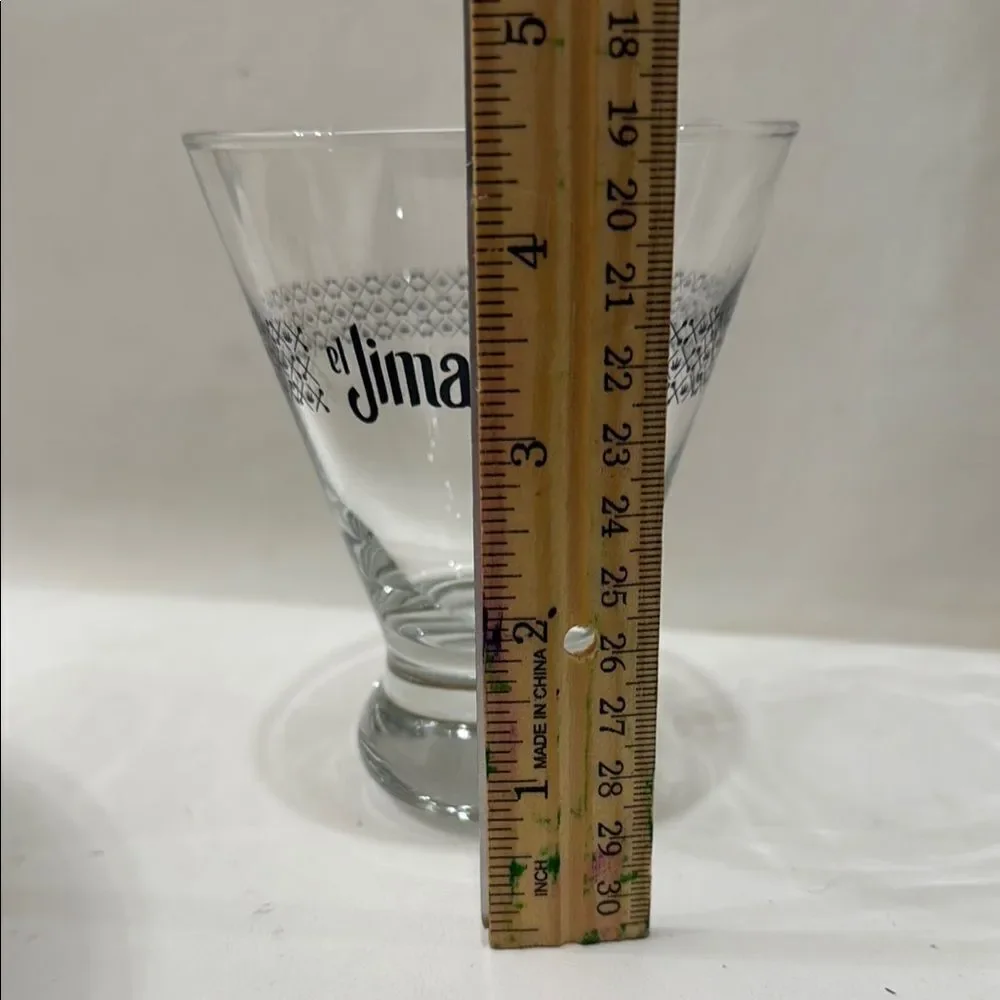 ElJimador Tequila Glass Black Writing Bar Rocks Cocktail 4 1/2 In Tall 3 1/2 Top
